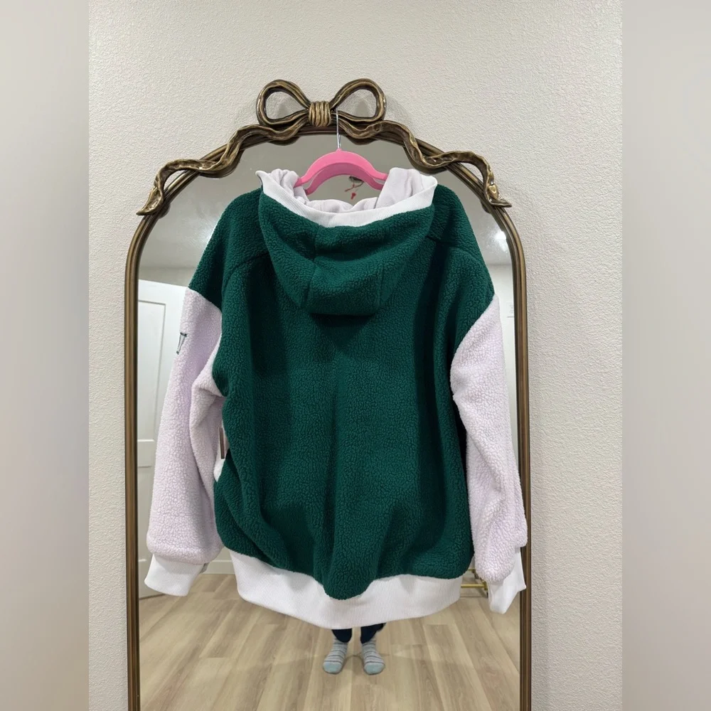 Free People FP Movement NWT Hit The Slopes Fleece Hoodie Evergreen Combo - Picture 5 of 8